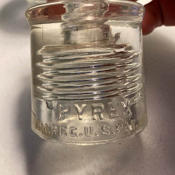 Vintage PYREX Clear Glass Electric Wire Insulators Set of 3 - Picture 3 of 9